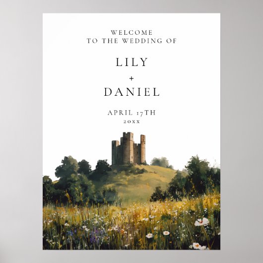 Wildflowers Castle Wedding Welcome Sign Poster (Voorkant)