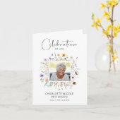 Wildflowers Celebration of Life Photo Prayer Card Kaart (Gele Bloem)