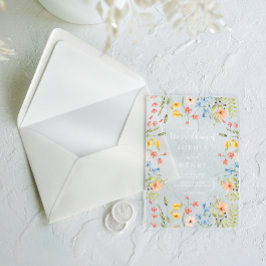 Wildflowers Chic Modern Garden Wedding Acryl Uitnodigingen