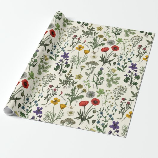 Wildflowers collage cadeaupapier (Uitgerold)