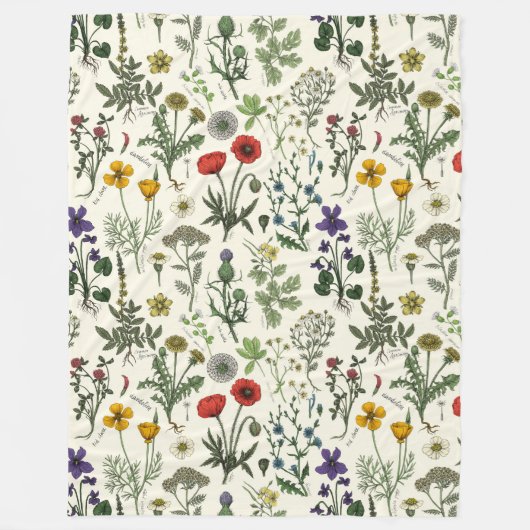 Wildflowers collage fleece deken (Voorkant)