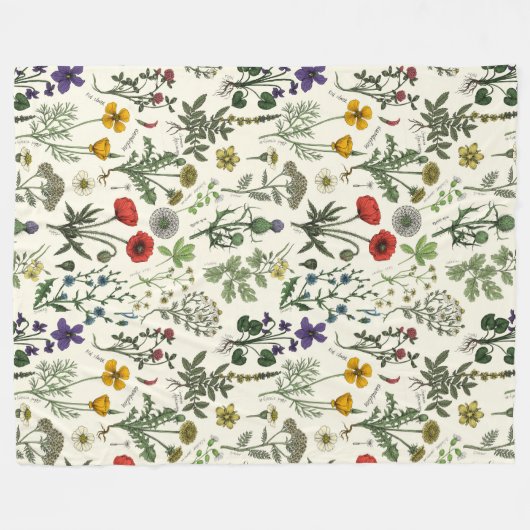 Wildflowers collage fleece deken (Voorkant (Horizontaal))