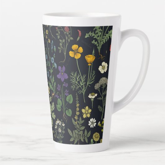Wildflowers collage latte mok (Rechts)