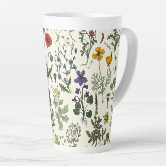 Wildflowers collage latte mok (Rechterhoek)