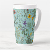 Wildflowers collage on blue latte mok (Rechterhoek)