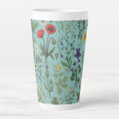 Wildflowers collage on blue latte mok (Voorkant)
