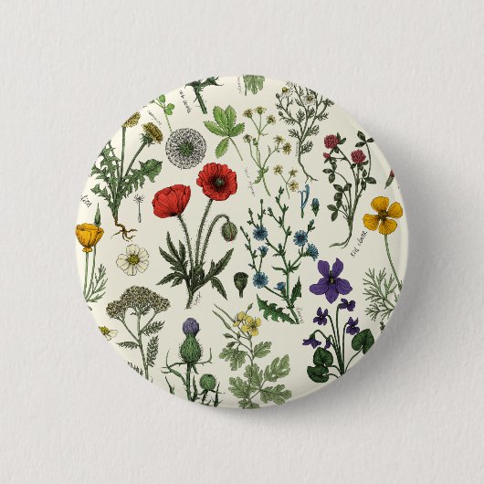 Wildflowers collage ronde button 5,7 cm (Voorkant)
