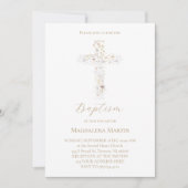wildflowers cross | Baptism Invitation Kaart (Voorkant)