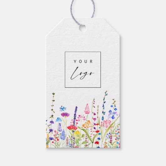 Wildflowers Custom Logo Kleur Hang Labels W/String Cadeaulabel (Voorkant)
