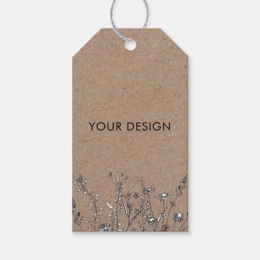 Wildflowers Custom Logo Kraft Hang Labels W / Stri Cadeaulabel (Voorkant)