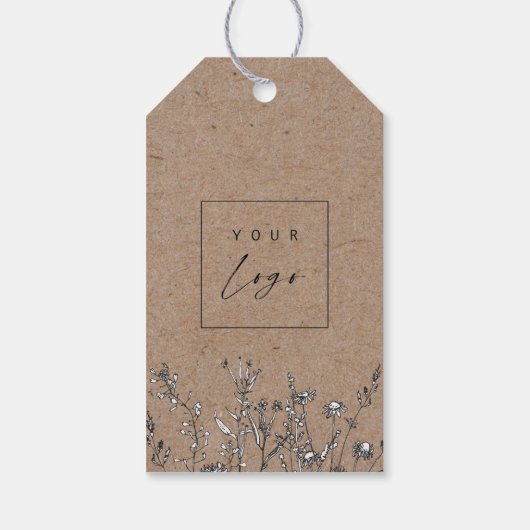 Wildflowers Custom Logo Kraft Hang Labels W / Stri Cadeaulabel (Achterkant)