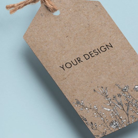 Wildflowers Custom Logo Kraft Hang Labels W / Stri Cadeaulabel