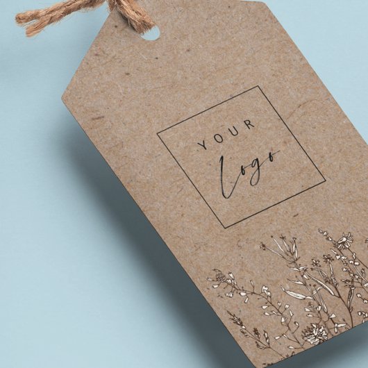 Wildflowers Custom Logo Kraft Hang Labels W / Stri Cadeaulabel