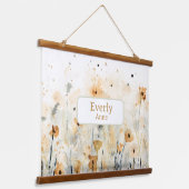 Wildflowers Custom Name Hout Topped Wall Tapestry Hangend Wandkleed (Gebogen)