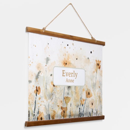 Wildflowers Custom Name Hout Topped Wall Tapestry Hangend Wandkleed (Gebogen)