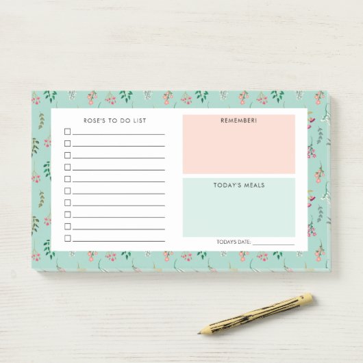 Wildflowers - Daily Organizer - Aangepaste naam Post-it® Notes (Op bureau)