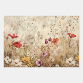 WILDFLOWERS DECOUPAGE DECORATIEF PAPIER SET INPAKPAPIER VEL (Voorkant)