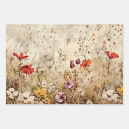 WILDFLOWERS DECOUPAGE DECORATIEF PAPIER SET INPAKPAPIER VEL