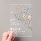  wildflowers design First Holy Communion Acryl Uitnodigingen (Insitu (Draagbaar))