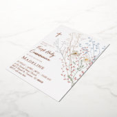  wildflowers design First Holy Communion Folie Uitnodiging (Gedraaid)