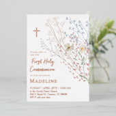 wildflowers design First Holy Communion Folie Uitnodiging (Staand Voorkant)