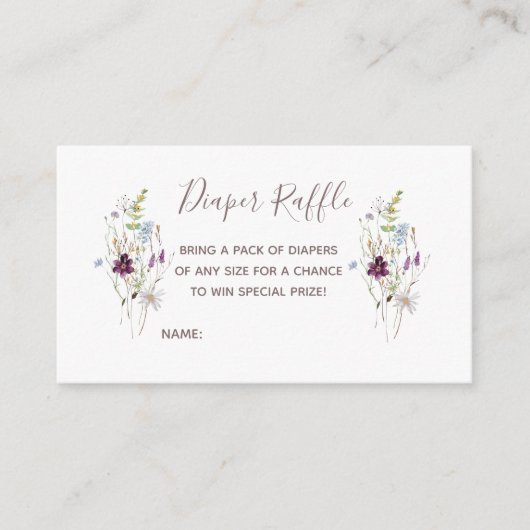 WildFlowers Diaper-kaart, behuizingskaart Informatiekaartje (Voorkant)