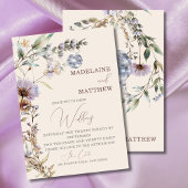Wildflowers Disco Floral Modern Elegant Wedding Kaart