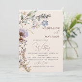 Wildflowers Disco Floral Modern Elegant Wedding Kaart (Staand voorkant)