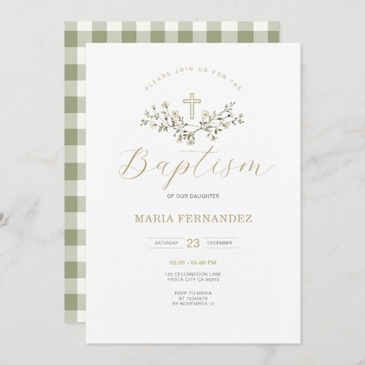 Wildflowers doopuitnodiging kaart (Voorkant / Achterkant)