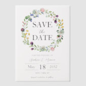 Wildflowers Doorschijnende Overlay Bewaar de datum Vellum Uitnodigingen (Voorkant)