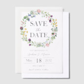 Wildflowers Doorschijnende Overlay Bewaar de datum Vellum Uitnodigingen (Offset)