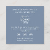 Wildflowers Dusty Blue Boho Bestellen Dank u wel Vierkante Visitekaartje (Achterkant)