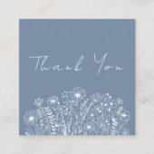 Wildflowers Dusty Blue Boho Bestellen Dank u wel Vierkante Visitekaartje (Voorkant)