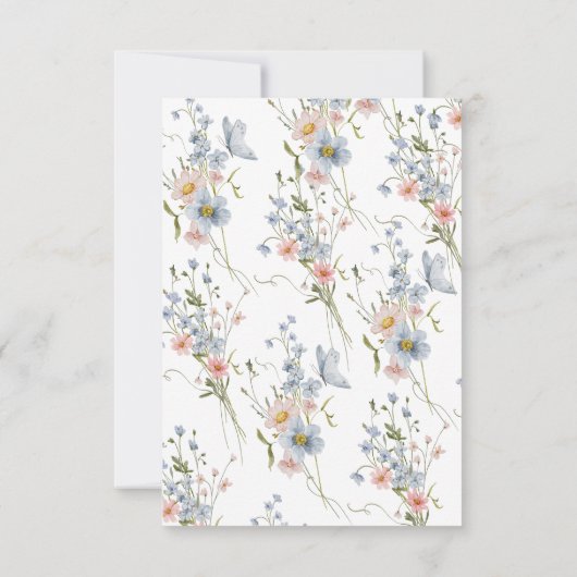 Wildflowers Dusty Blue Boho Bewaar de datum Save The Date (Achterkant)