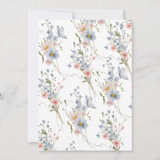 Wildflowers Dusty Blue Boho Bewaar de datum Save The Date (Achterkant)