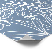 Wildflowers Dusty Blue Boho Vrijgezellenfeest Welk Poster (Hoek)