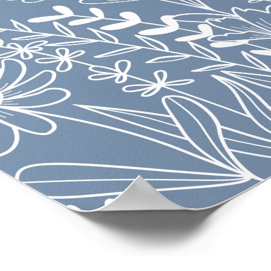 Wildflowers Dusty Blue Boho Vrijgezellenfeest Welk Poster (Hoek)