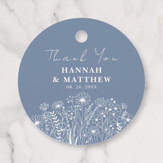 Wildflowers Dusty Blue Boho Wedding Bedankjes Labels (Achterkant)