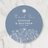 Wildflowers Dusty Blue Boho Wedding Bedankjes Labels (Voorkant)