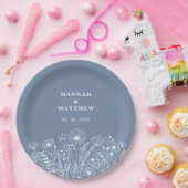 Wildflowers Dusty Blue Boho Wedding Papieren Bordje (Feest)