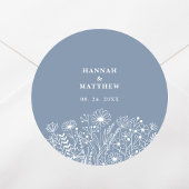 Wildflowers Dusty Blue Boho Wedding Ronde Sticker