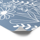 Wildflowers Dusty Blue Boho Wedding Welkom Poster (Hoek)