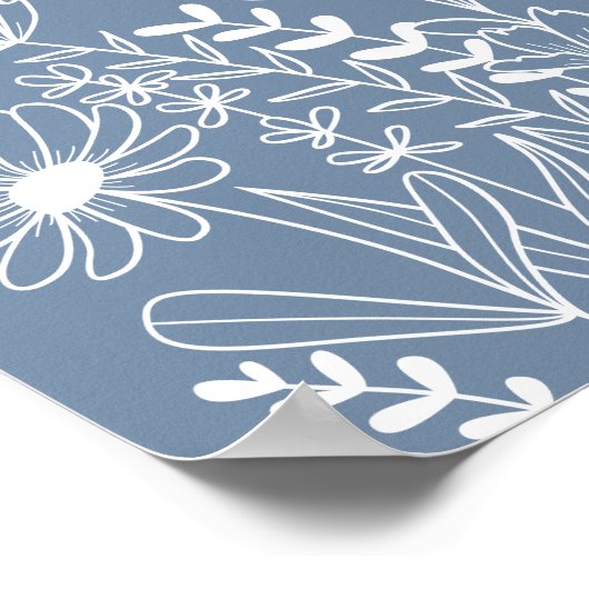 Wildflowers Dusty Blue Boho Wedding Welkom Poster (Hoek)