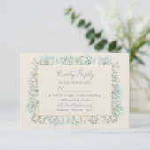Wildflowers Dusty Blue Wedding RSVP Kaart (Staand voorkant)