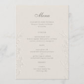 Wildflowers Ecru Faux Embossed Classic Wedding Menu (Voorkant)
