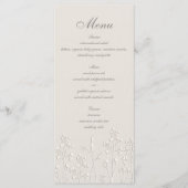 Wildflowers Ecru Faux Embossed Classic Wedding Menu (Voorkant)