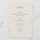 Wildflowers Ecru Faux Embossed formele bruiloft Menu (Voorkant)