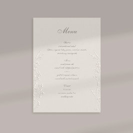 Wildflowers Ecru Faux Embossed formele bruiloft Menu