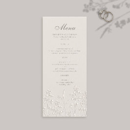 Wildflowers Ecru Faux Embossed formele bruiloft Menu