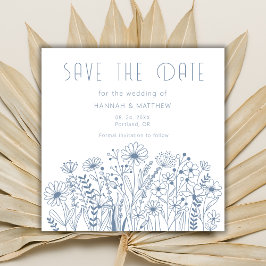 Wildflowers Eenvoudige Elegante Boho Dusty Blue We Save The Date